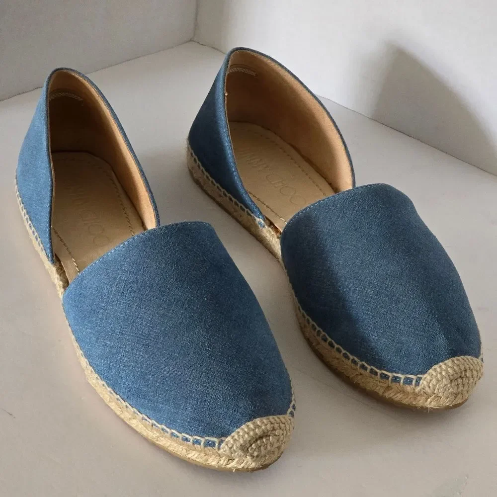 Jimmy Choo Dreya Denim Leather d'Orsay Espadrille Size 41/US11